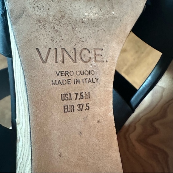 VINCE Gwyn Wood Wedge Leather Slingback Sandal - Picture 4 of 10